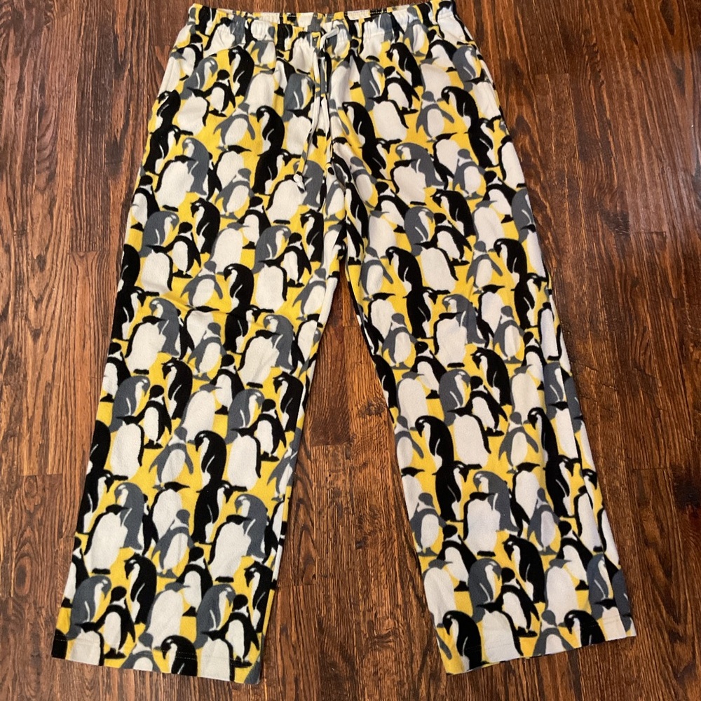 Mossimo Supply Co. Black, Yellow, and White Penguin Print Joggers